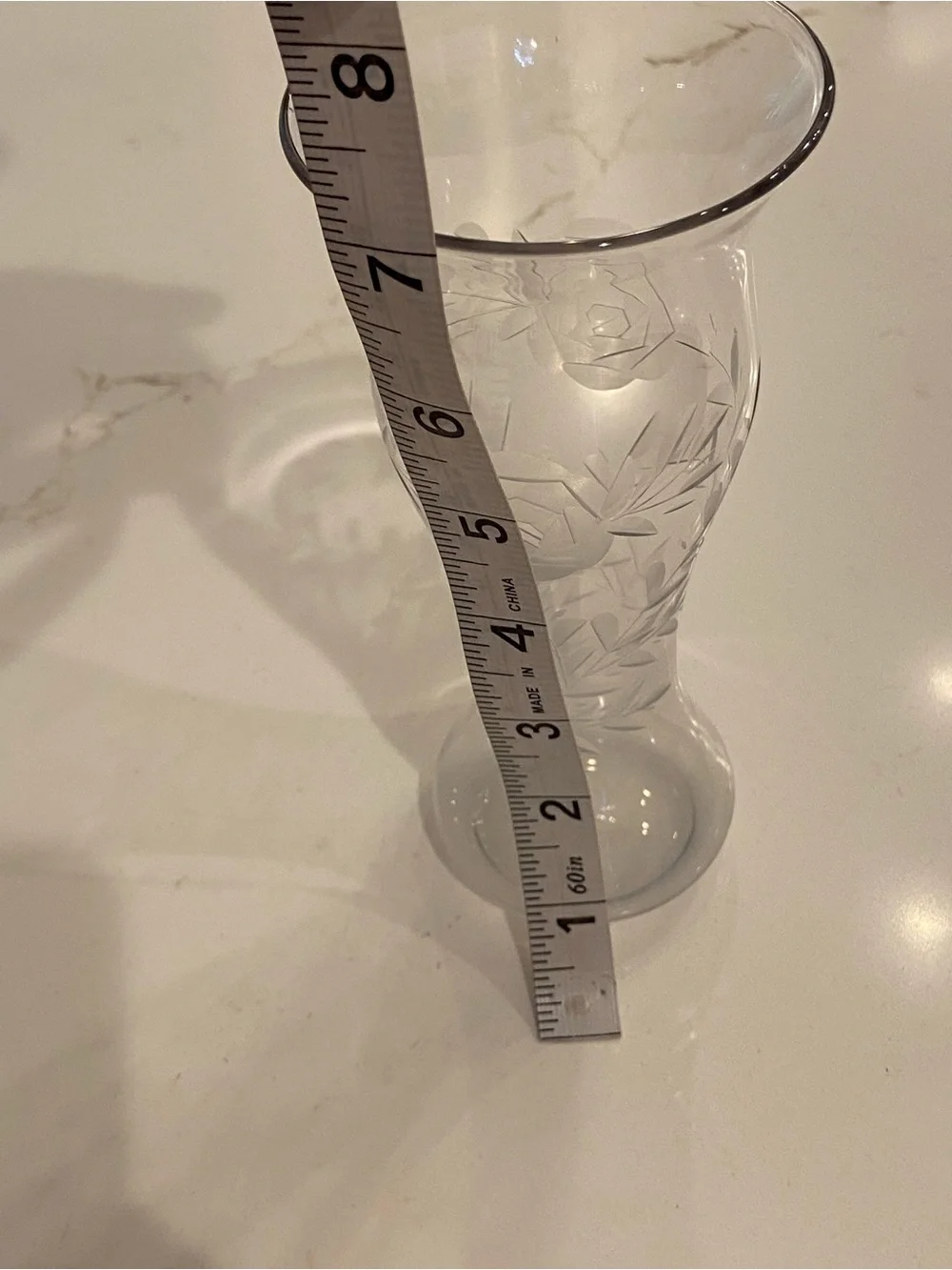 Etched Glass Vase Set Of Two Clear Floral Embossed Bud Vases Vintage 1960’s
